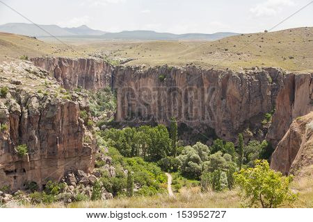 Rocky canyon with trail Turkey summer no people
