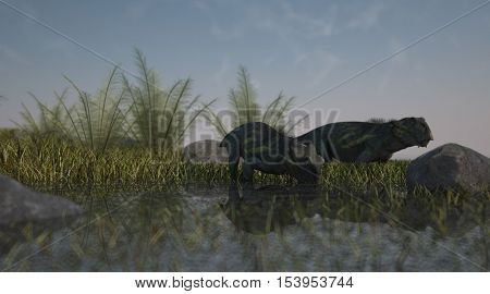 3d illustration of the lystrosauruses in water