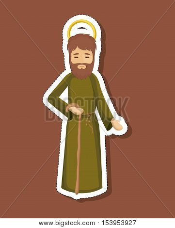 Joseph cartoon icon. Holy night family christmas and betlehem theme. Colorful design. Vector illustration