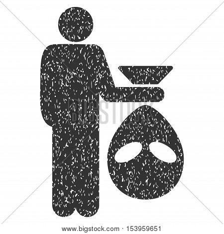 Alien Scalp grainy textured icon for overlay watermark stamps. Flat symbol with dust texture. Dotted glyph gray ink rubber seal stamp with grunge design on a white background.