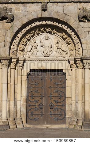 Door in the Church of Dinan Cotes d'Armor department Brittany France