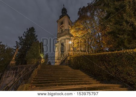 Krasna Lipa Town In North Bohemia In Autumn Morning Time
