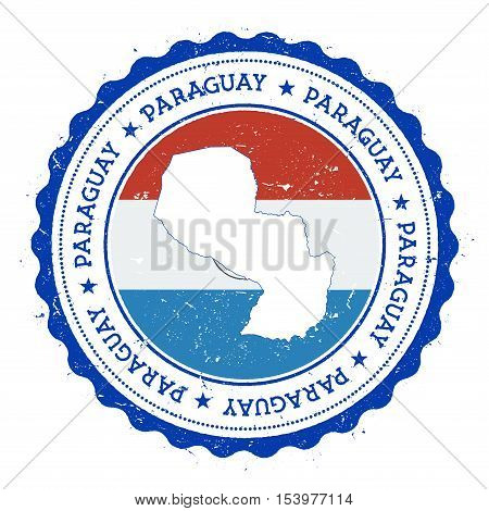 Paraguay Map And Flag In Vintage Rubber Stamp Of State Colours. Grungy Travel Stamp With Map And Fla