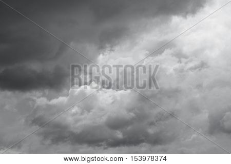 Thunderclouds over horizon cloudscape storm. Cloudy sky background.