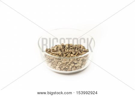 This image is part of five photographs collection album about the processing of coffee. Ripe coffee grain, coffee grain with shell, coffee grain shelled, roasted coffee grain and ground coffee. See all high resolution pictures of the process of coffee in 