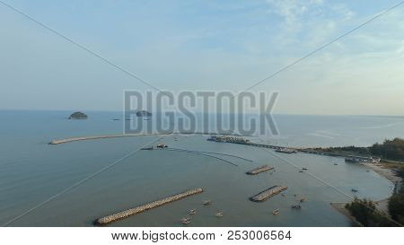 Aerial View Of Klong Warn Harbor Prachuap Khiri Khan Southern Of Thailand