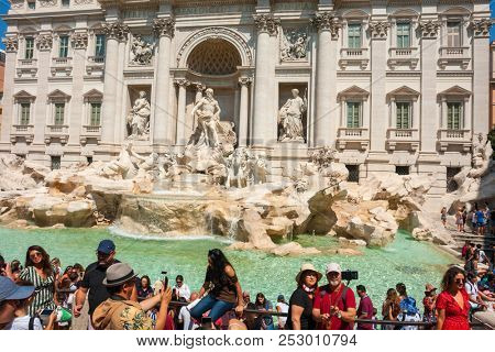 ROME, ITALY- August 5, 2018. Trevi fountain (Fontana di Trevi), Rome, Italy.