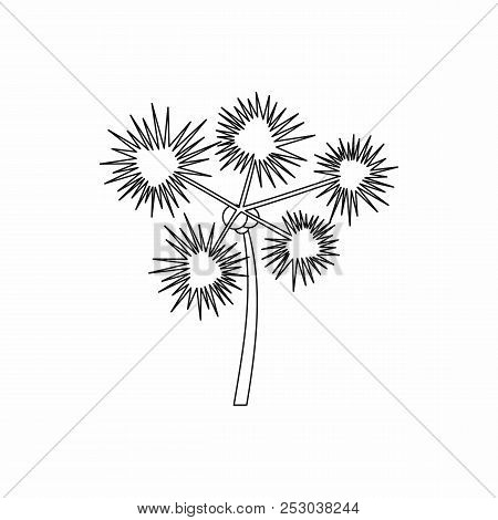 Palm Chamaerops Icon In Outline Style Isolated On White Background. Trees Symbol