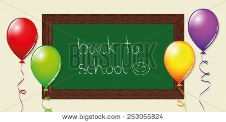 Back To School Board And Balloons Vector Illustration Eps10