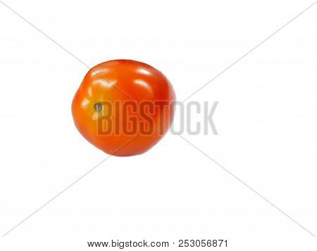 Top View Of Cherry Tomatoes Isolated On White Background (solanum Lycopersicum Var. Cerasiforme)