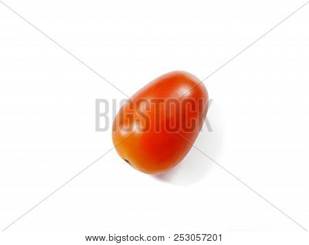 Top View Of Cherry Tomatoes Isolated On White Background (solanum Lycopersicum Var. Cerasiforme)