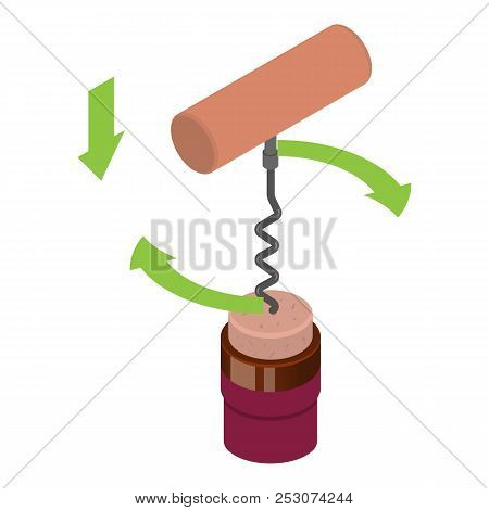 Old Corkscrew Icon. Isometric Of Old Corkscrew Icon For Web Design Isolated On White Background