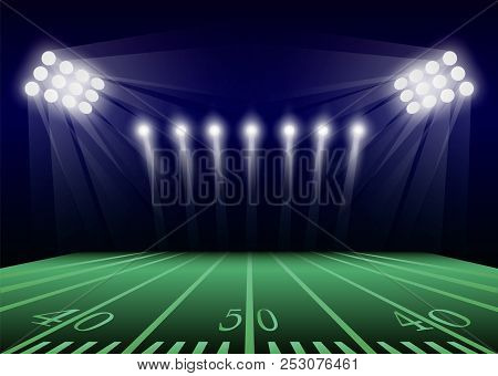 American Football Field Concept Background. Realistic Illustration Of American Football Field Concep