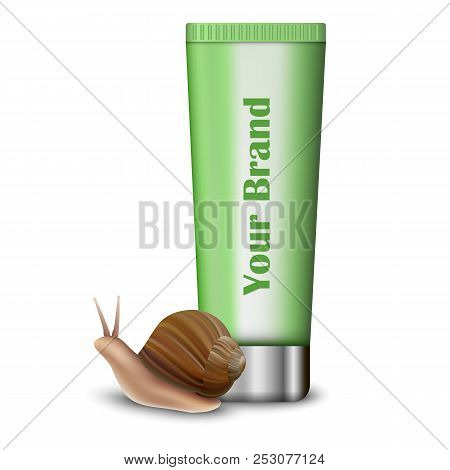 Snail Hand Cream Mockup. Realistic Illustration Of Snail Hand Cream Mockup For Web Design Isolated O