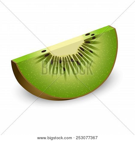 Piece Of Kiwi Mockup. Realistic Illustration Of Piece Of Kiwi Mockup For Web Design Isolated On Whit