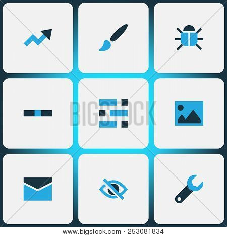 User Icons Colored Set With Dashboard, Repair, Bug And Other Statistic Elements. Isolated Vector Ill