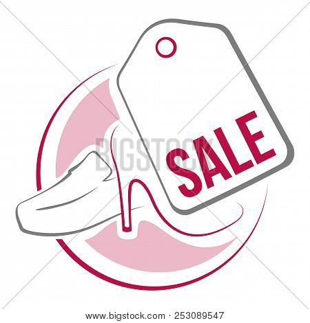 Shoes Sale Tag Abstract Emblem. Selling And Trading Business. Black Friday.