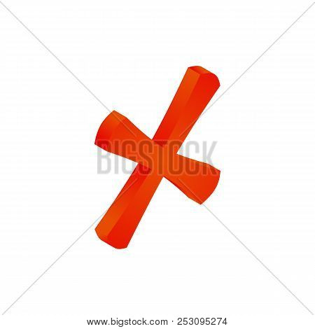 Cross Mark Icon In Isometric 3d Style Isolated On White Background