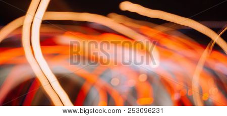 Light Of Cars In Slow Speed Shutter As Abstract Photo