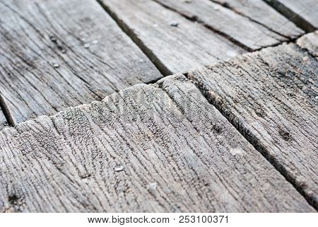 Wooden Floor Of Old Style Thai House Close Up Showing Its Beautiful Pattern, Abstract Photo