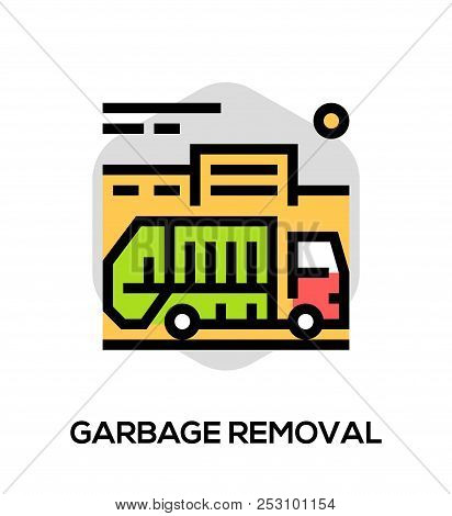 Garbage Removal Vector Flat Line Icon. Vector Concept For Web Graphics