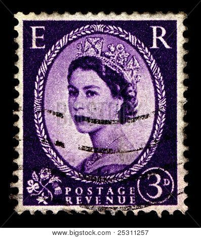 UK-เซอร์กา 1952:A แสตมป์ที่พิมพ์ในสหราชอาณาจักรแสดงรูปของ Elizabeth II (Elizabeth Alexandra Mar