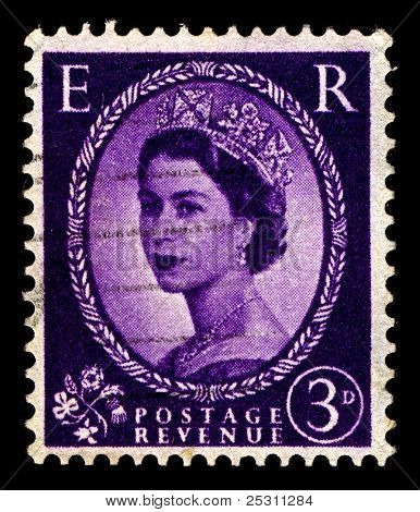 UK-เซอร์กา 1952:A แสตมป์ที่พิมพ์ในสหราชอาณาจักรแสดงรูปของ Elizabeth II (Elizabeth Alexandra Mar