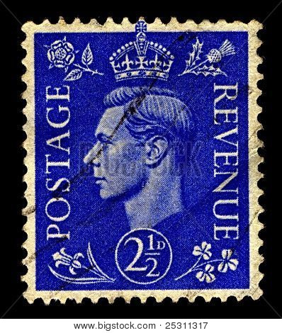 UK-CIRCA 1937:A stempel trykt i Storbritannien viser billede af George VI (Albert Frederick Arthur Ge