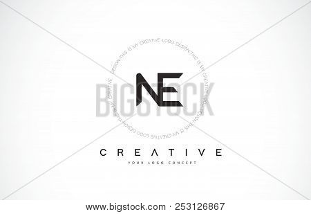 Ne N E Logo Design With Black And White Creative Icon Text Letter Vector.