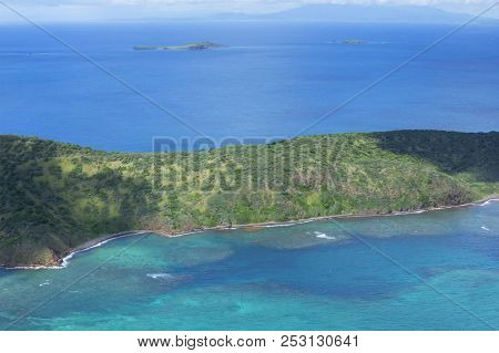 Aerial View Of Remote Uninhabited Flamenco Peninsula On Isla Culebra Island In Caribbean Sea
