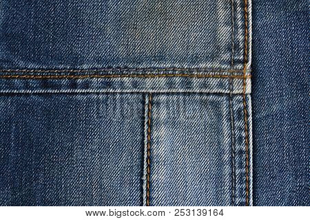 Neat Stitching On The Pocket Of Blue Denim Jeans