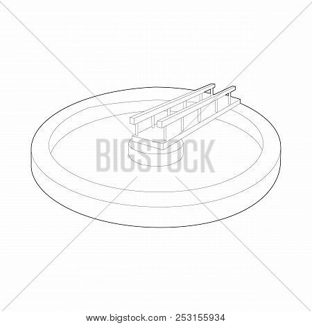 Round Pool Icon In Outline Style Isolated On White Background. Water Supplies Symbol