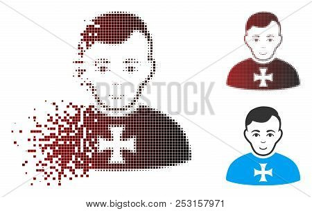 Vector Order Chevalier Icon In Sparkle, Dotted Halftone And Undamaged Solid Versions. Disappearing E