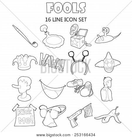 Outline Fools Icons Set. Universal Fools Icons To Use For Web And Mobile Ui, Set Of Basic Fools Elem