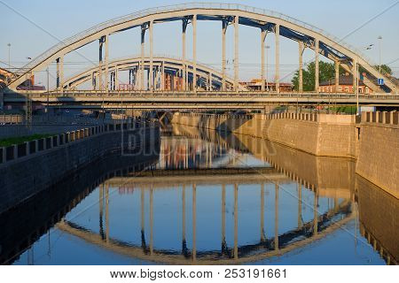 The Railway Bridges On The Obvodny Canal In The May Evening. St. Petersburg, Russia