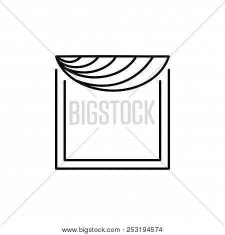 Fabric Valance With Asymmetric Swag. Vector Illustration. Line Icon Of Pelmet. Element Of Home & Off