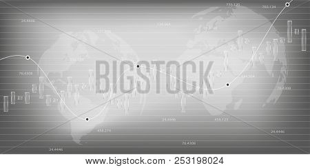 Business Candle Stick Chart Of Stock Market Investment Investment On A Gray Background. Business Con