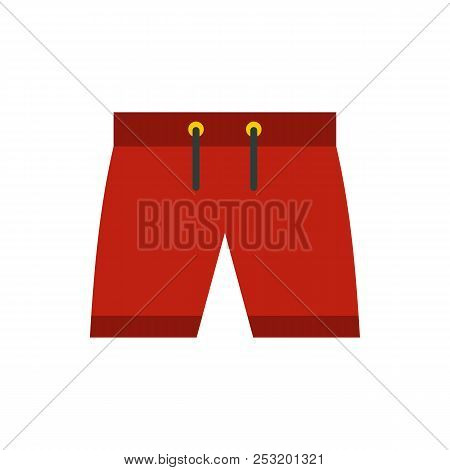 Red Shorts For Swimming Icon Icon In Flat Style On A White Background