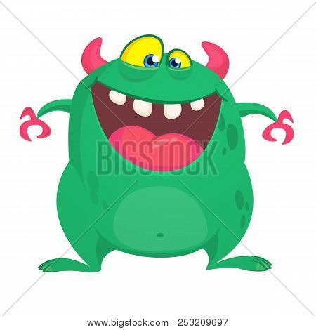Funny Cartoon Monster. Vector Halloween Illustration. Cartoon Monster Design
