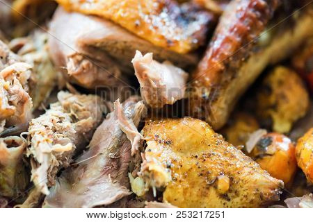 Pieces Of Tasty Roast Duck Meat Close