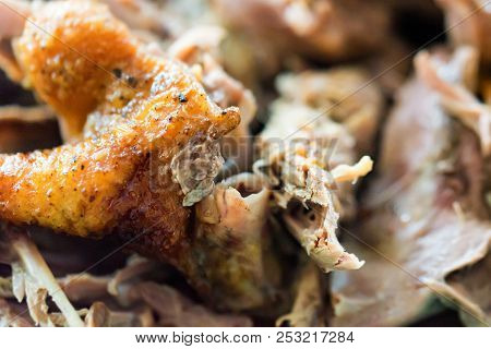 Pieces Of Tasty Roast Duck Meat Close
