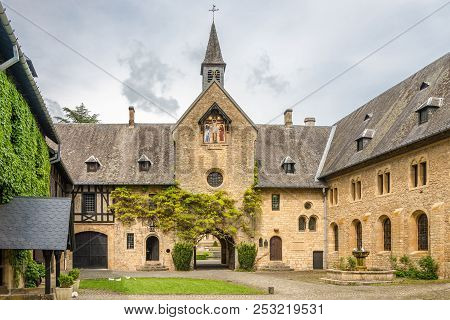 Orval,belgium - May 22,2018 - View At The Entry Coutyard Of Abbey Villers Devant Orval. The First Mo