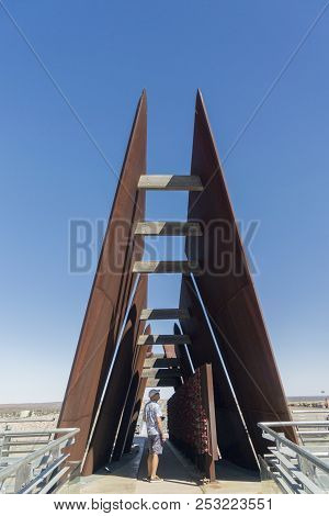 Broken Hill, New South Wales, Australia, April 2018 - Miners Memorial On Top Of The Line Of Lode, In