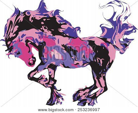 Pink Sherbert Pony, Abstract Pony Illustration In Shades Of Pinks And Purples On A Transparent Backg