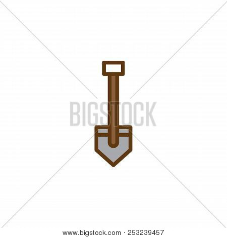 Short Shovel Filled Outline Icon, Line Vector Sign, Linear Colorful Pictogram Isolated On White. Spa