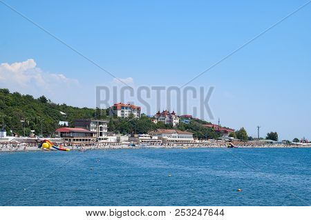 Novorossiysk, Russia - August 06, 2018: Shirokaya Balka Sea Beach Near The City Of Novorossiysk. Inf