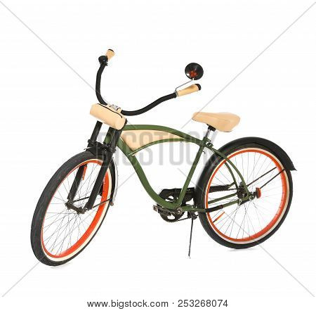Stylish Bicycle On White Background, Clse Upo