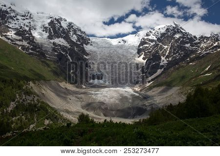 Adishi Glacier In Caucasus Mountains In Svaneti In The Republic Of Georgia