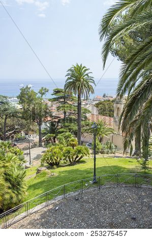 Sanremo, Italy - July 09, 2018 - Panoramatic View To Sanremo City, Mediterranean Coast, Italien Rivi