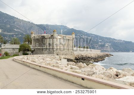 Medieval Citadel At Menton. Now It Is Jean Cocteau Museum. Menton Is A Small Seaside Town On The Fre